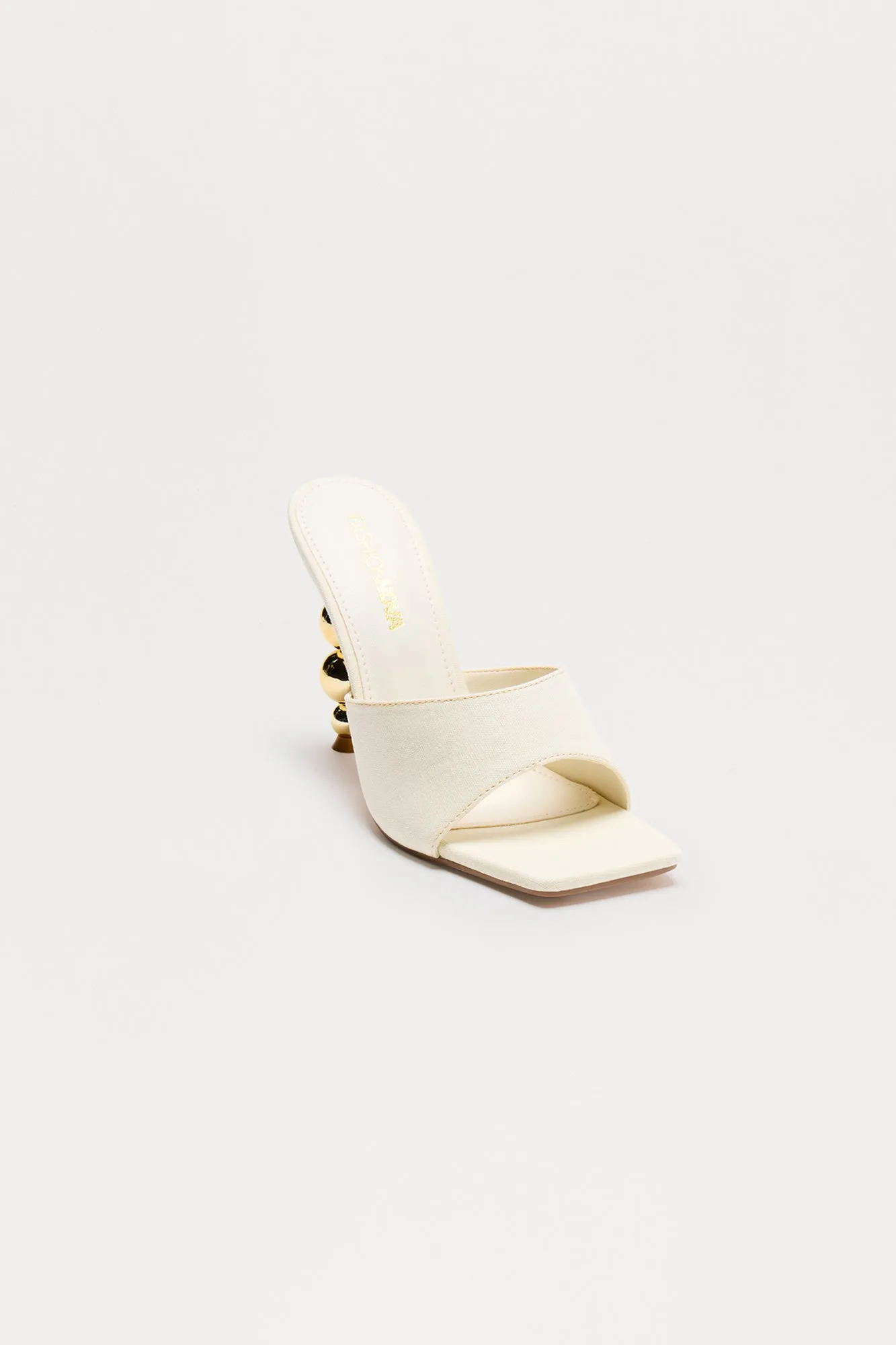 Acacia Novelty Heeled Mules - White