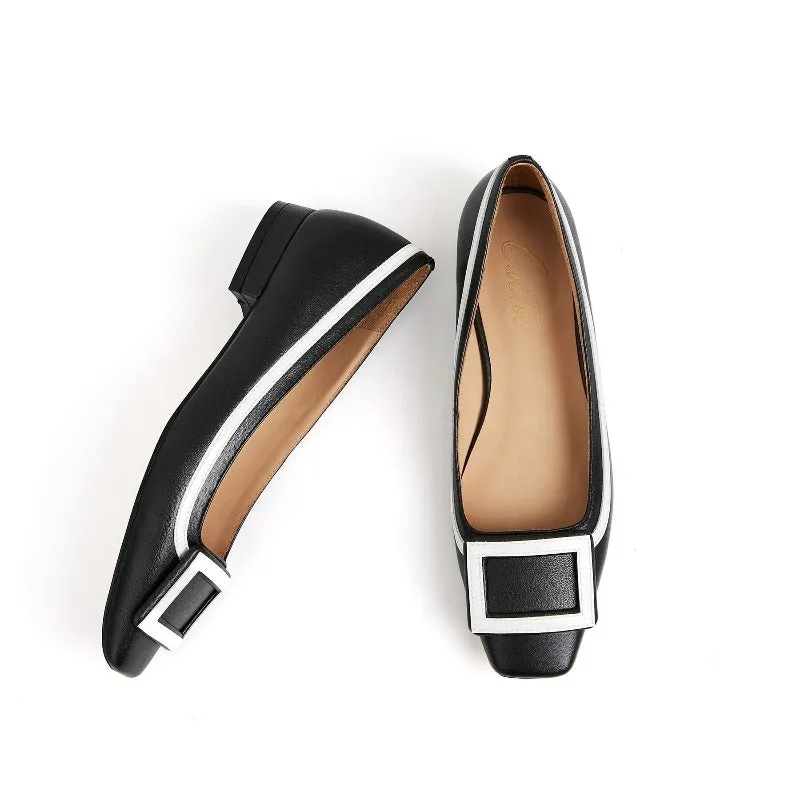 Adeline Buckle Slip-on Women Leather Ballet Flats