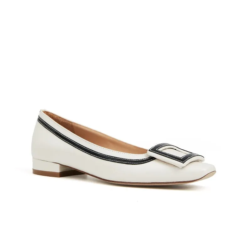 Adeline Buckle Slip-on Women Leather Ballet Flats