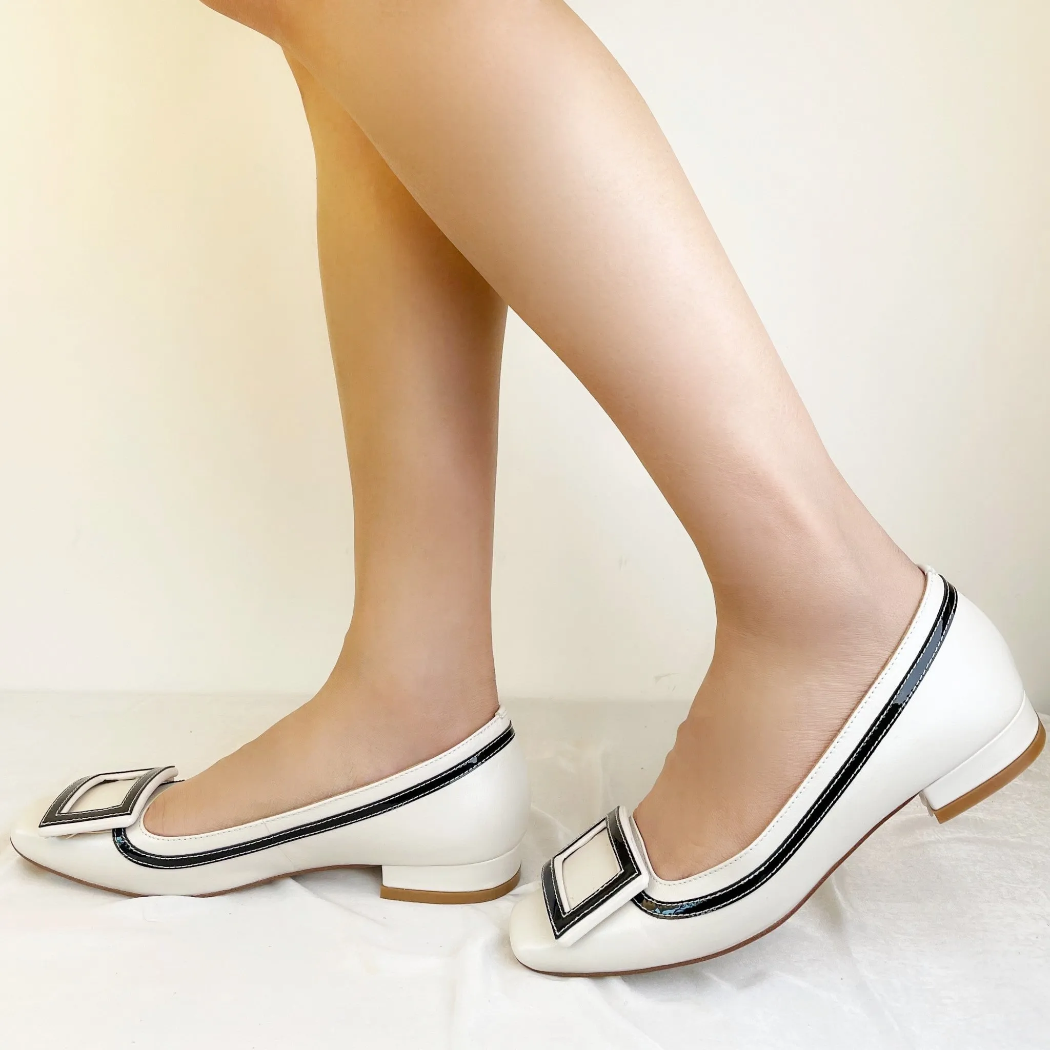 Adeline Buckle Slip-on Women Leather Ballet Flats