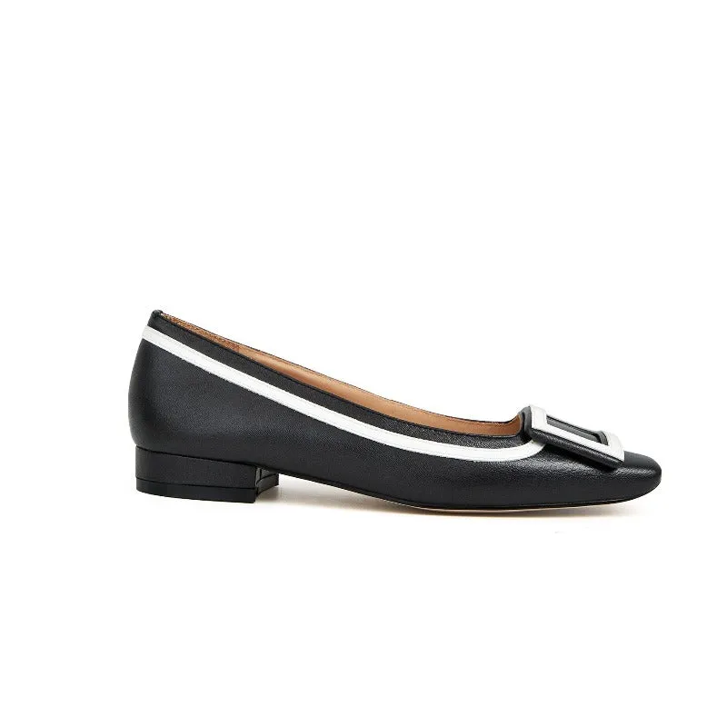 Adeline Buckle Slip-on Women Leather Ballet Flats