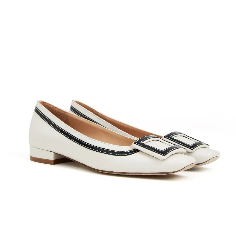 Adeline Buckle Slip-on Women Leather Ballet Flats