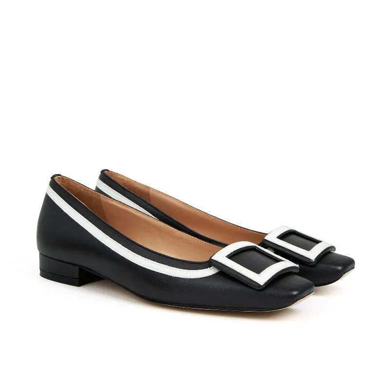 Adeline Buckle Slip-on Women Leather Ballet Flats