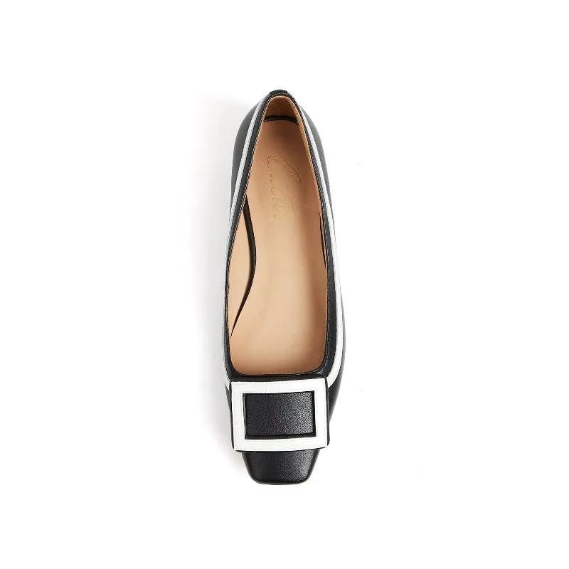 Adeline Buckle Slip-on Women Leather Ballet Flats