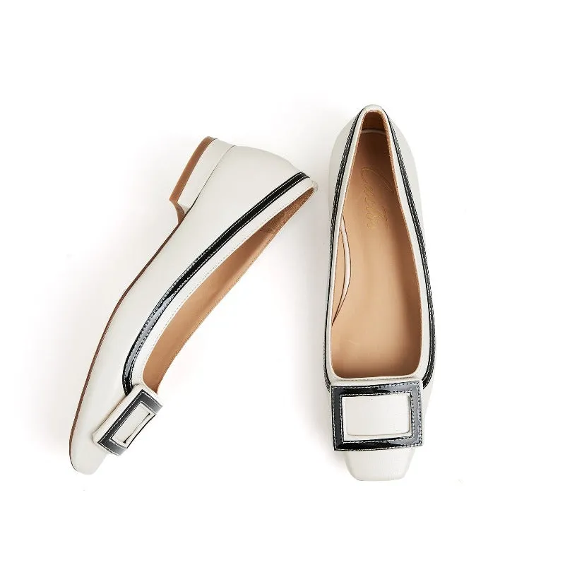 Adeline Buckle Slip-on Women Leather Ballet Flats