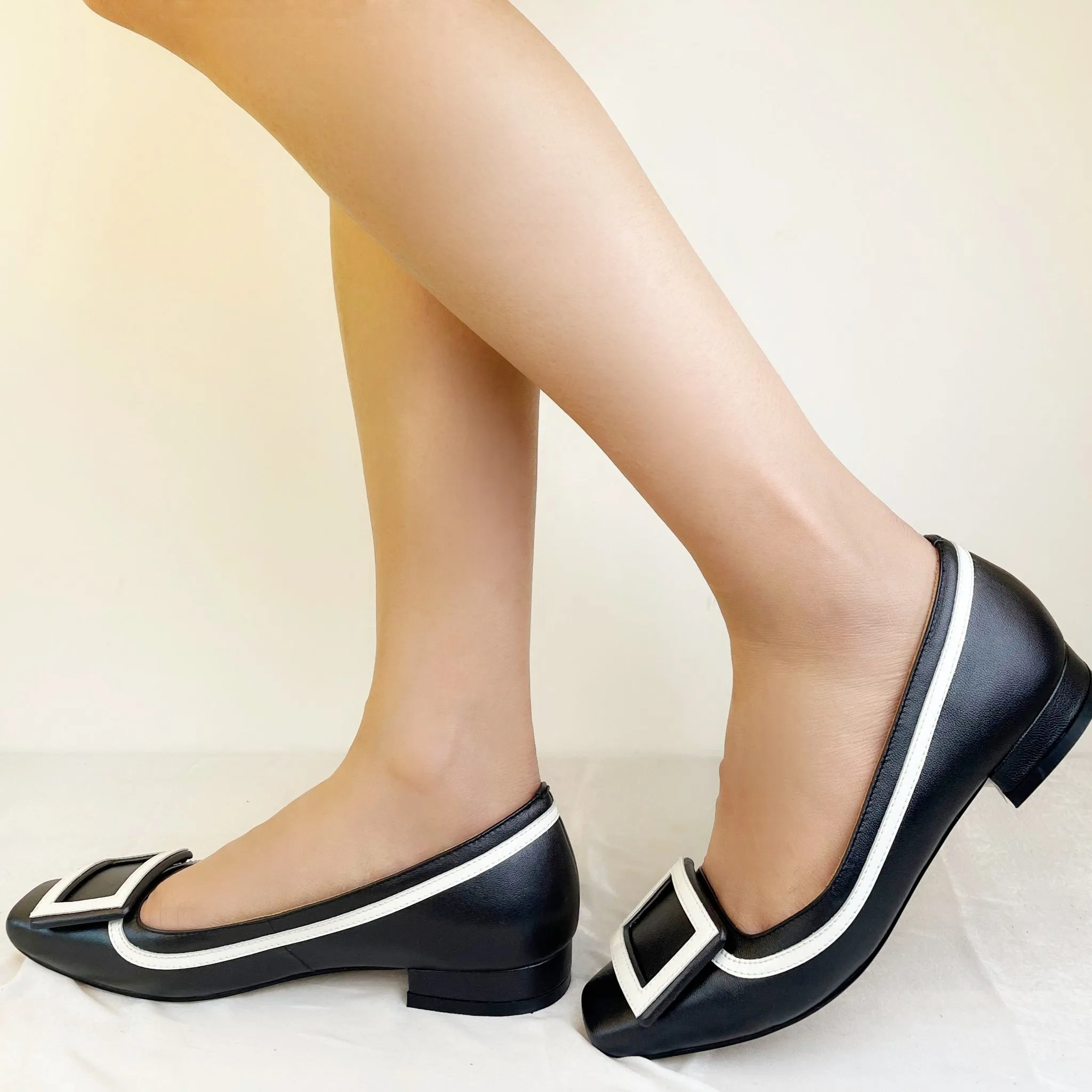 Adeline Buckle Slip-on Women Leather Ballet Flats