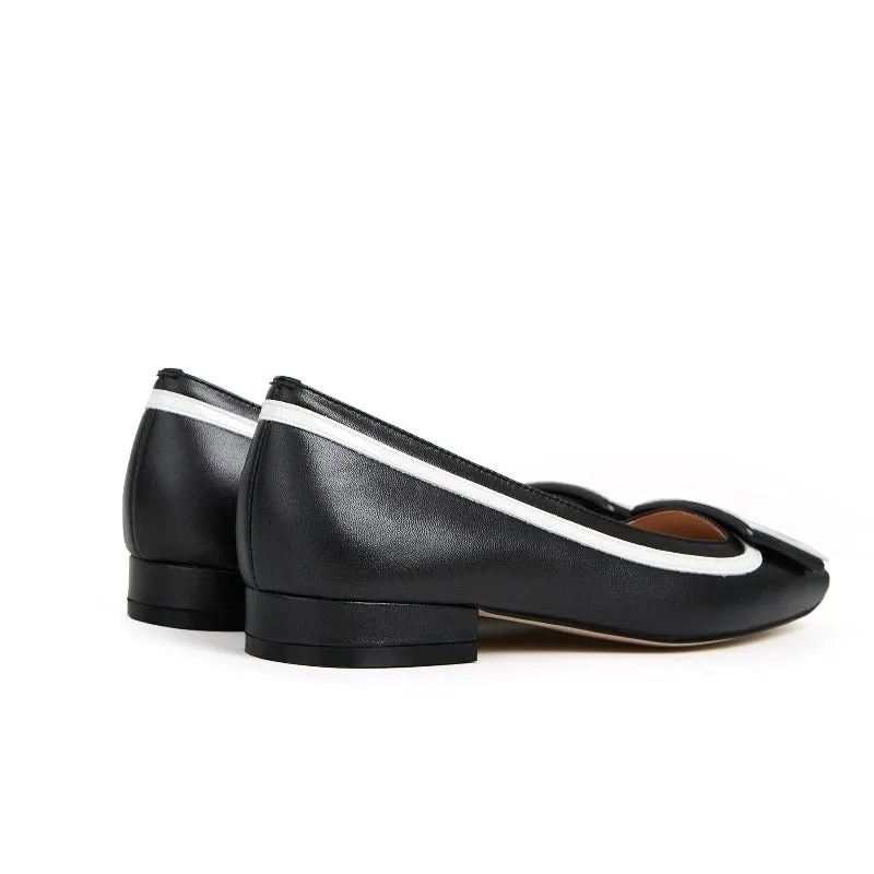 Adeline Buckle Slip-on Women Leather Ballet Flats