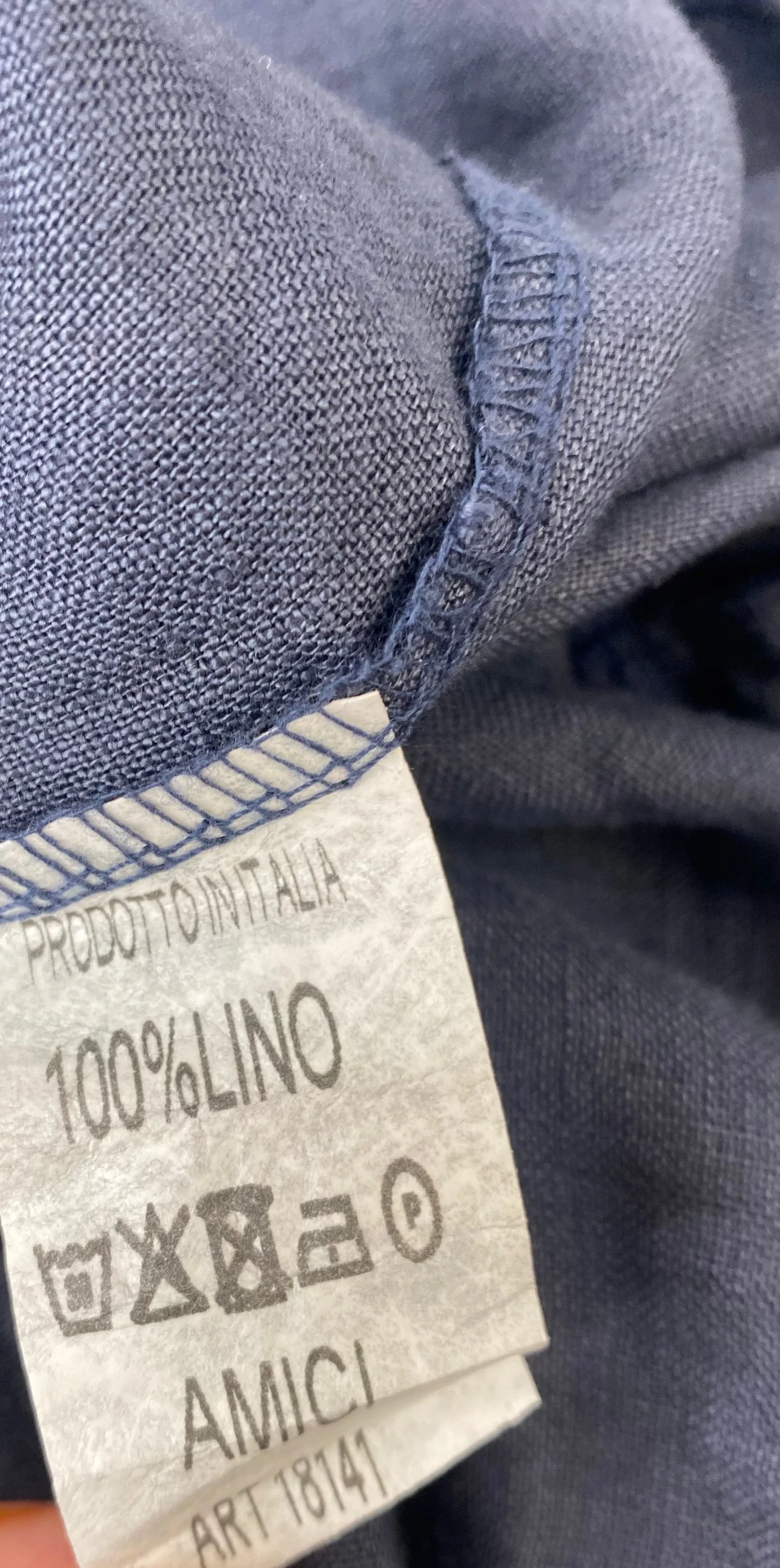 Amici Navy Blue Linen Trapeze Dress - AU10
