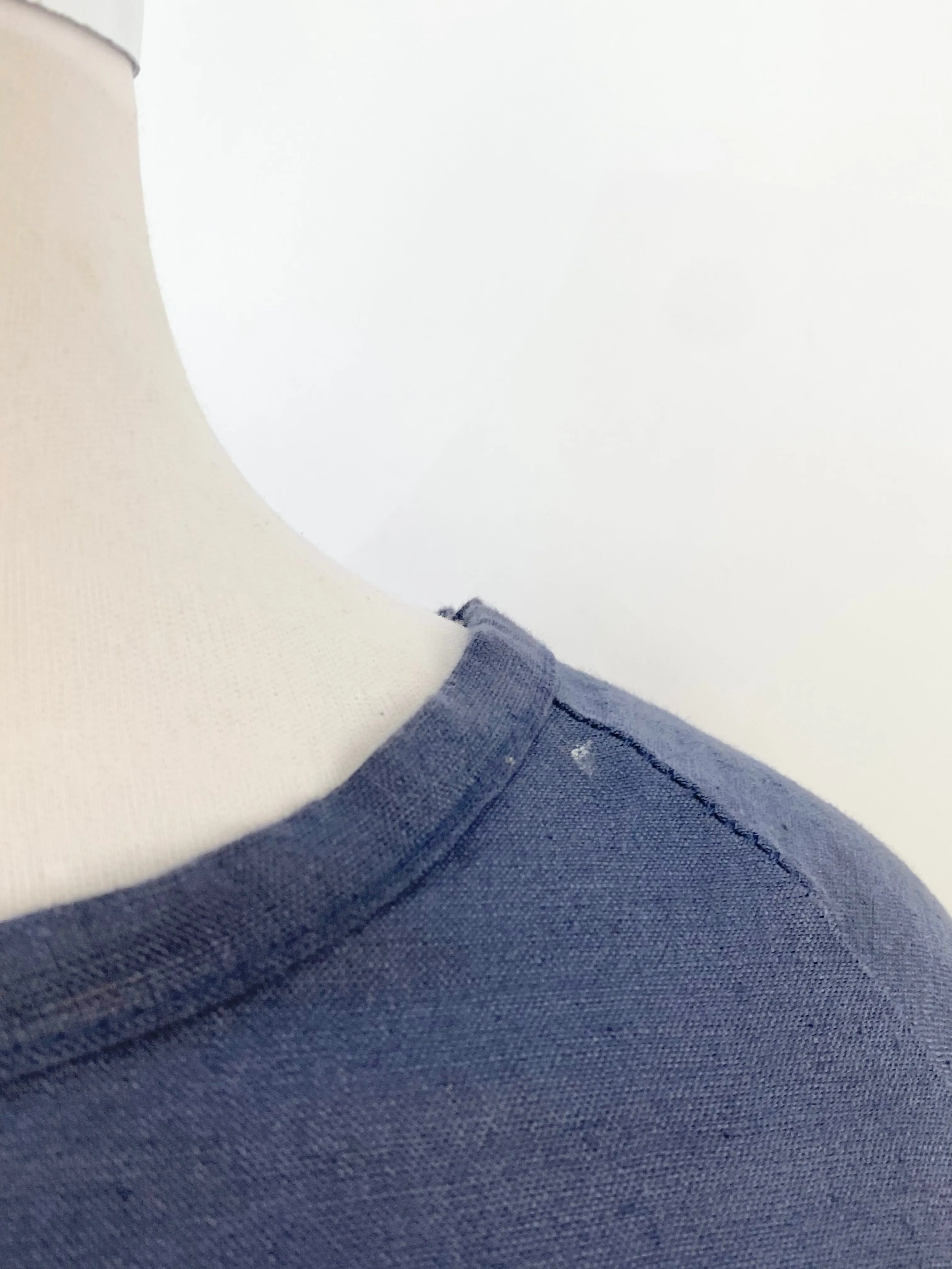 Amici Navy Blue Linen Trapeze Dress - AU10