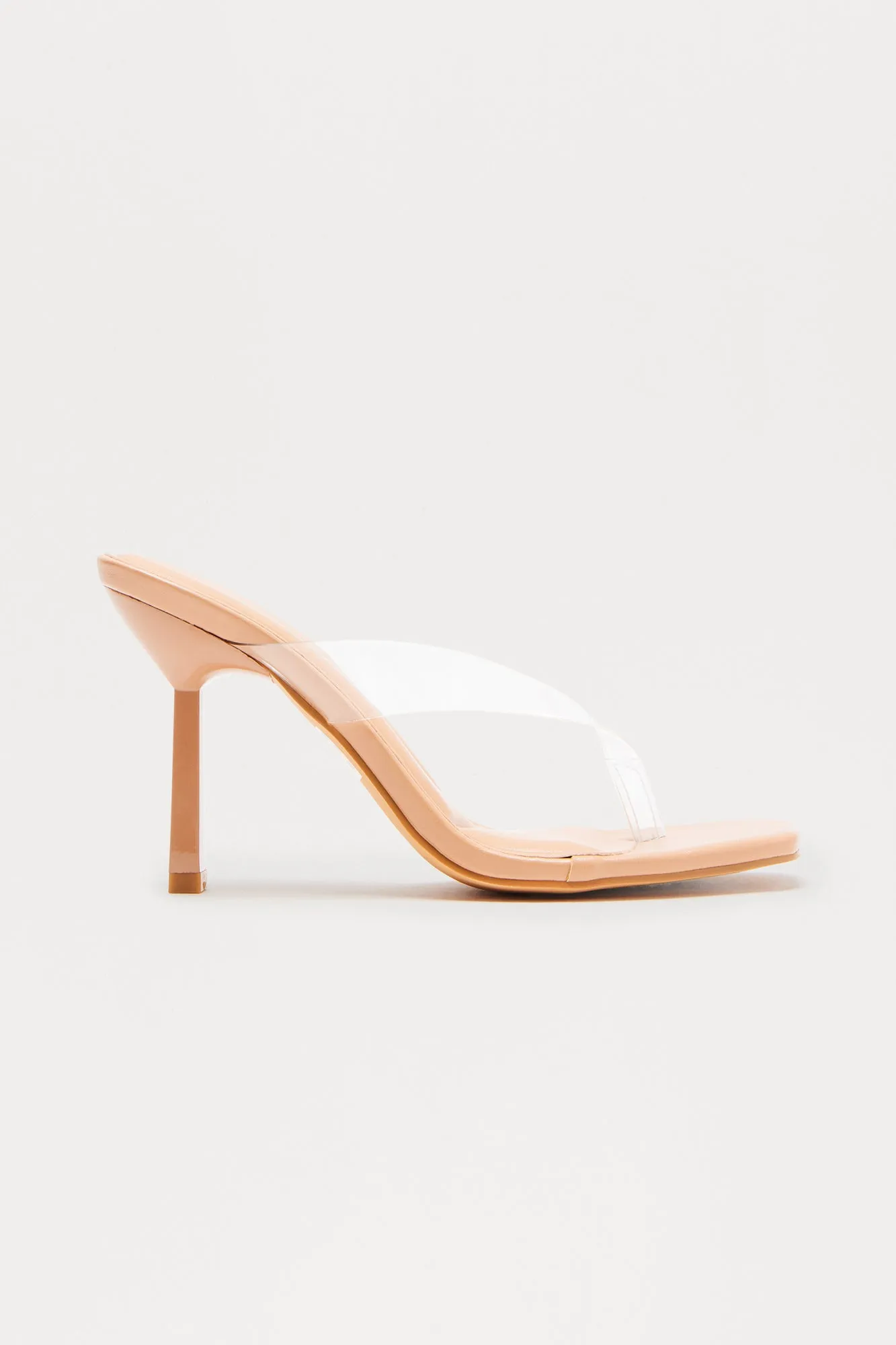 Aperol Clear Thong Mules - Nude