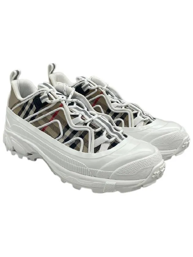 Arthur Vintage Check Cotton Leather Low Top Sneakers White