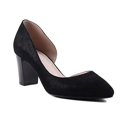Bacia Square Heel pumps Genuine Leather Shoes For Women Luxury Quality Heels Pointed Toe Size35-40 VWA002
