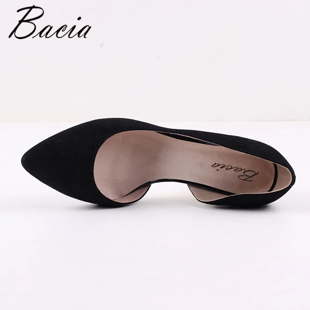 Bacia Square Heel pumps Genuine Leather Shoes For Women Luxury Quality Heels Pointed Toe Size35-40 VWA002