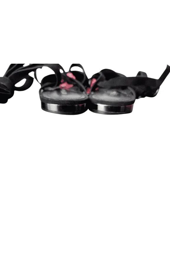 BCBGENERATION women's black suede stap flat sandals size 7B