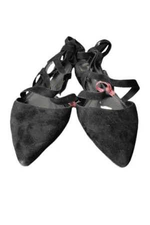 BCBGENERATION women's black suede stap flat sandals size 7B