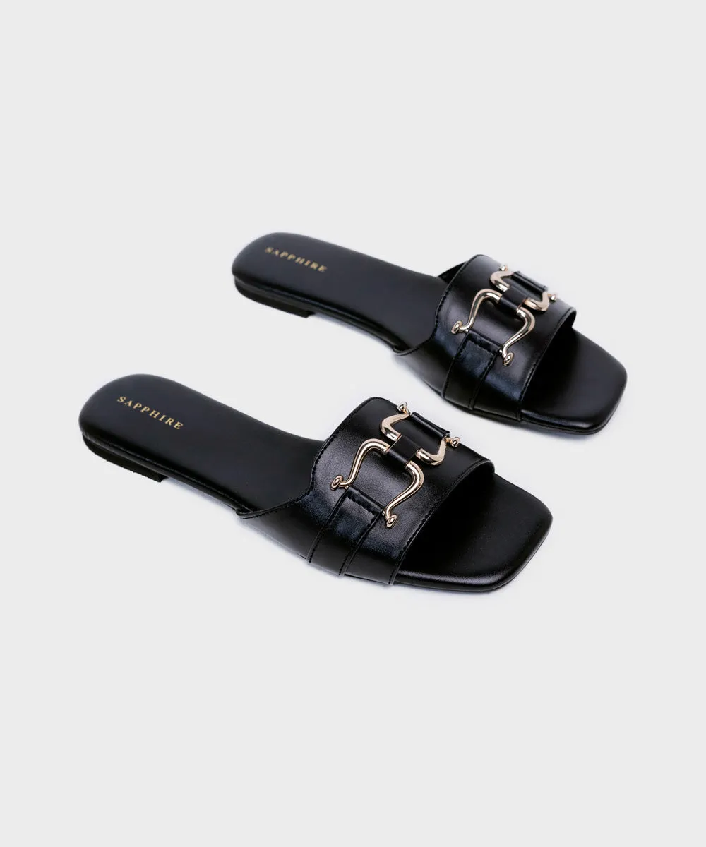 Black Buckled Flats