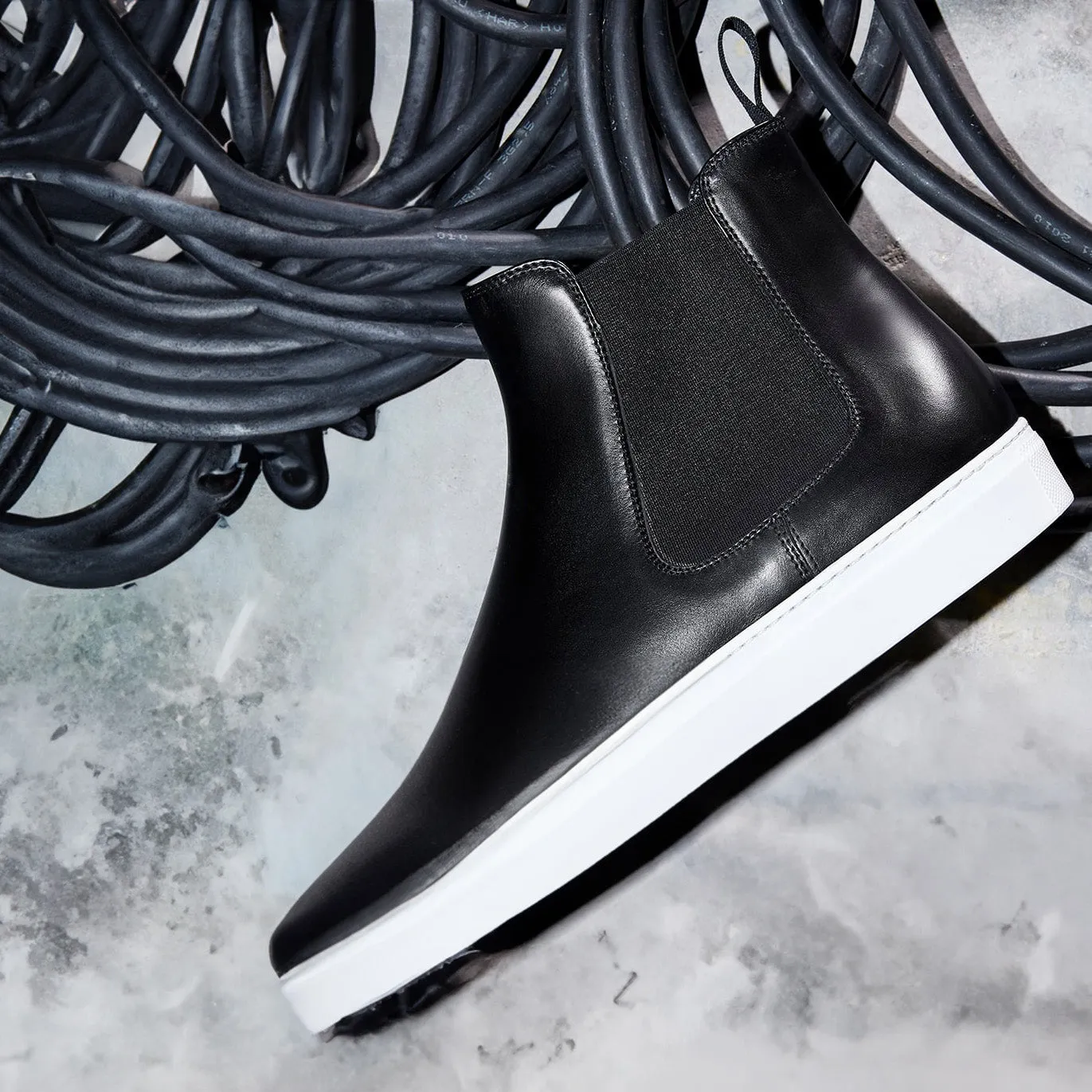 Black Leather Kevin High Top Chelsea Sneaker Boots - AW24