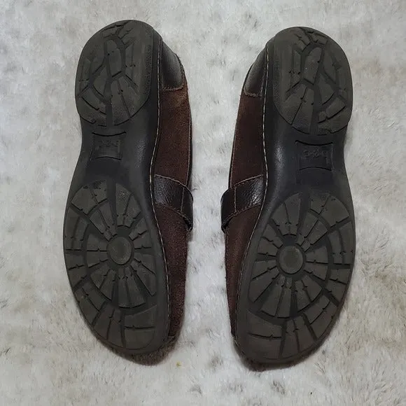 Born BOC Brown Suede and Leather Loafers w Buckle Size 7.5