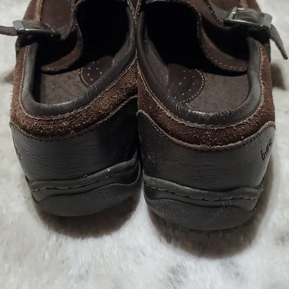 Born BOC Brown Suede and Leather Loafers w Buckle Size 7.5