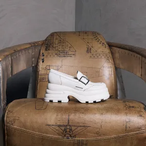 both x CHARLES & KEITH-PLATFORM BUCKLED LOAFERS-WHITE