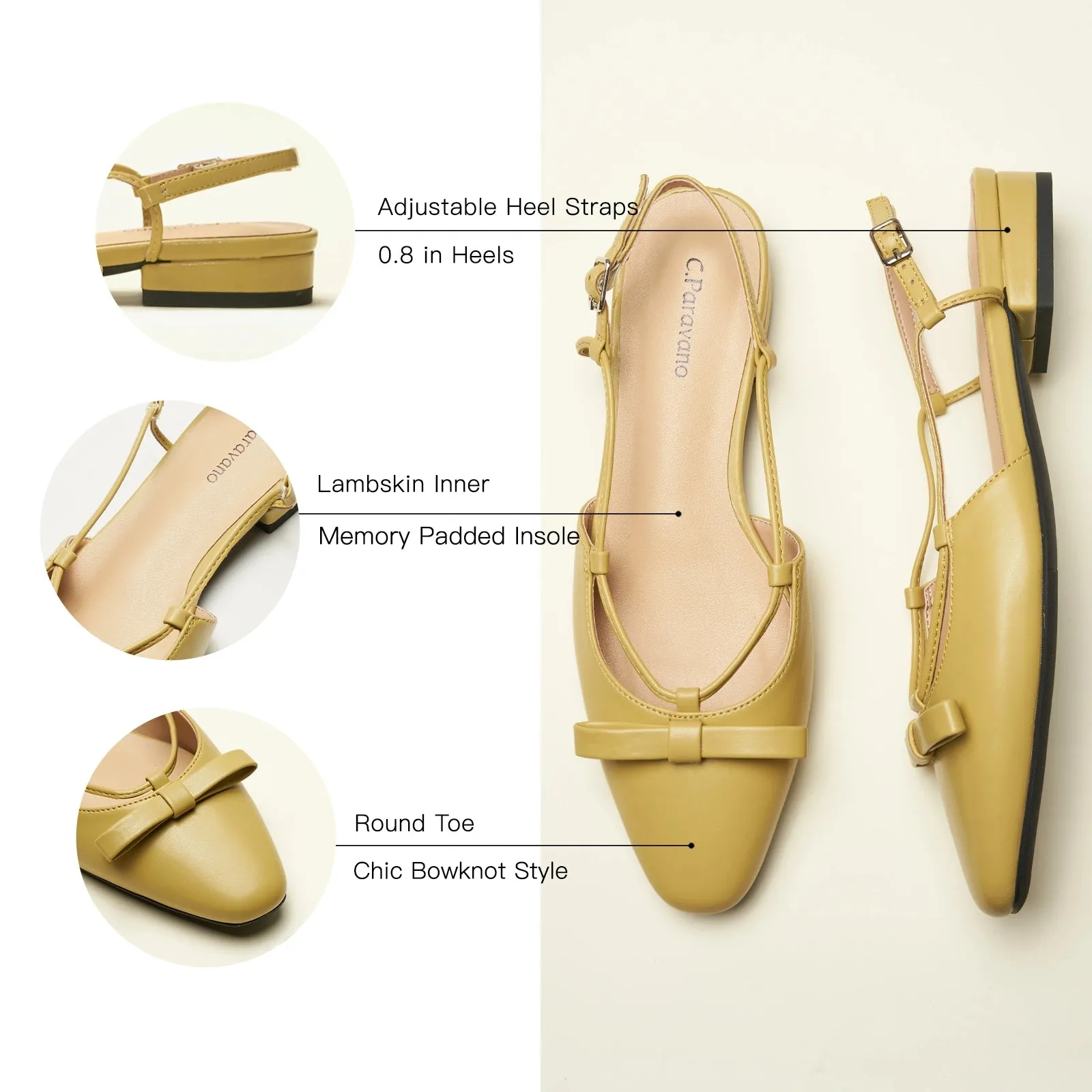 Bow Slingback Flats (Lena E)