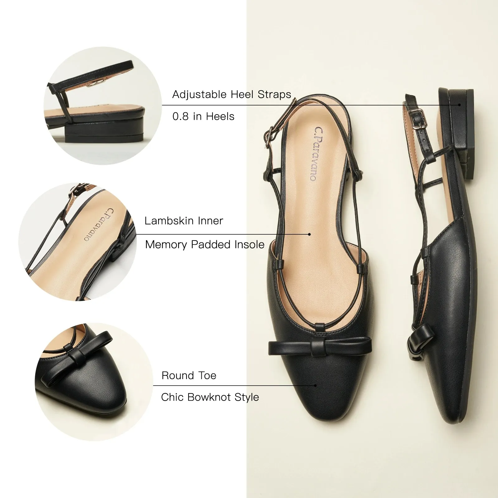 Bow Slingback Flats (Lena E)