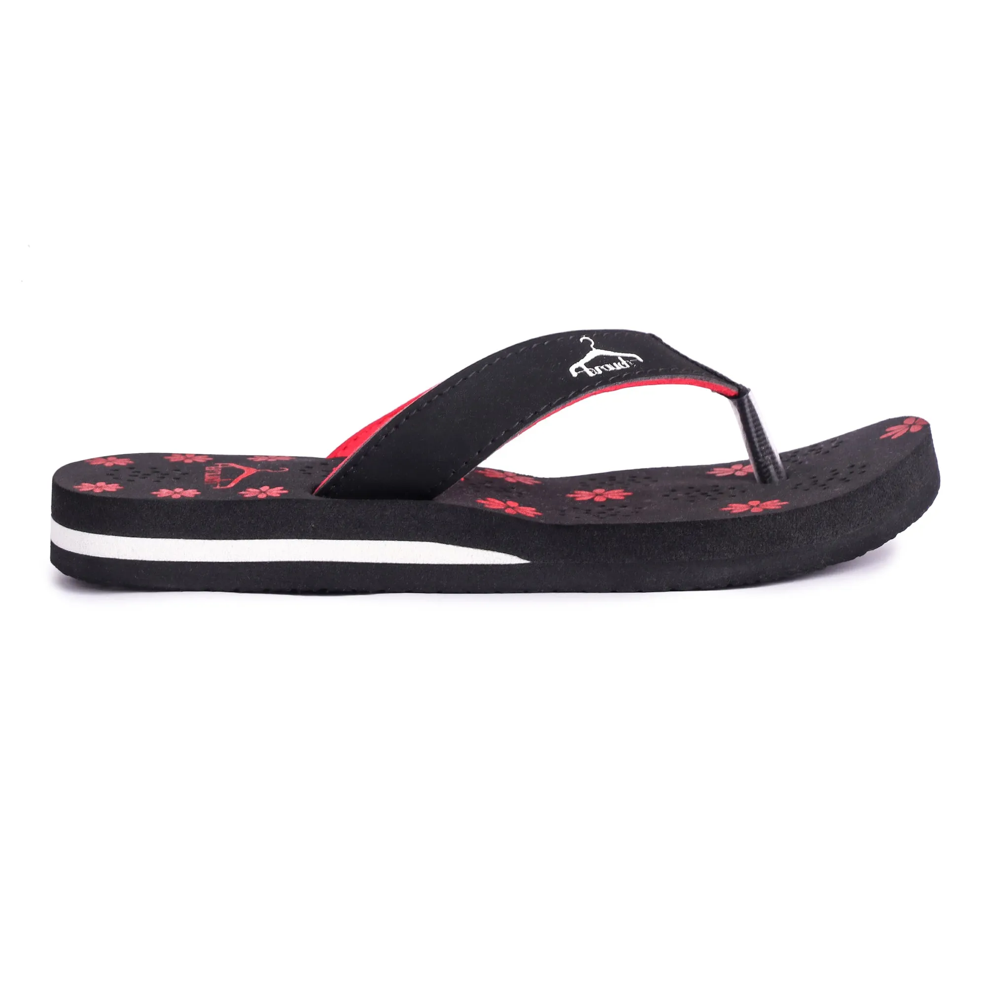 Brauch Women's Casual Red Floral Flip Flops