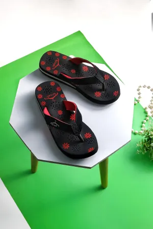 Brauch Women's Casual Red Floral Flip Flops