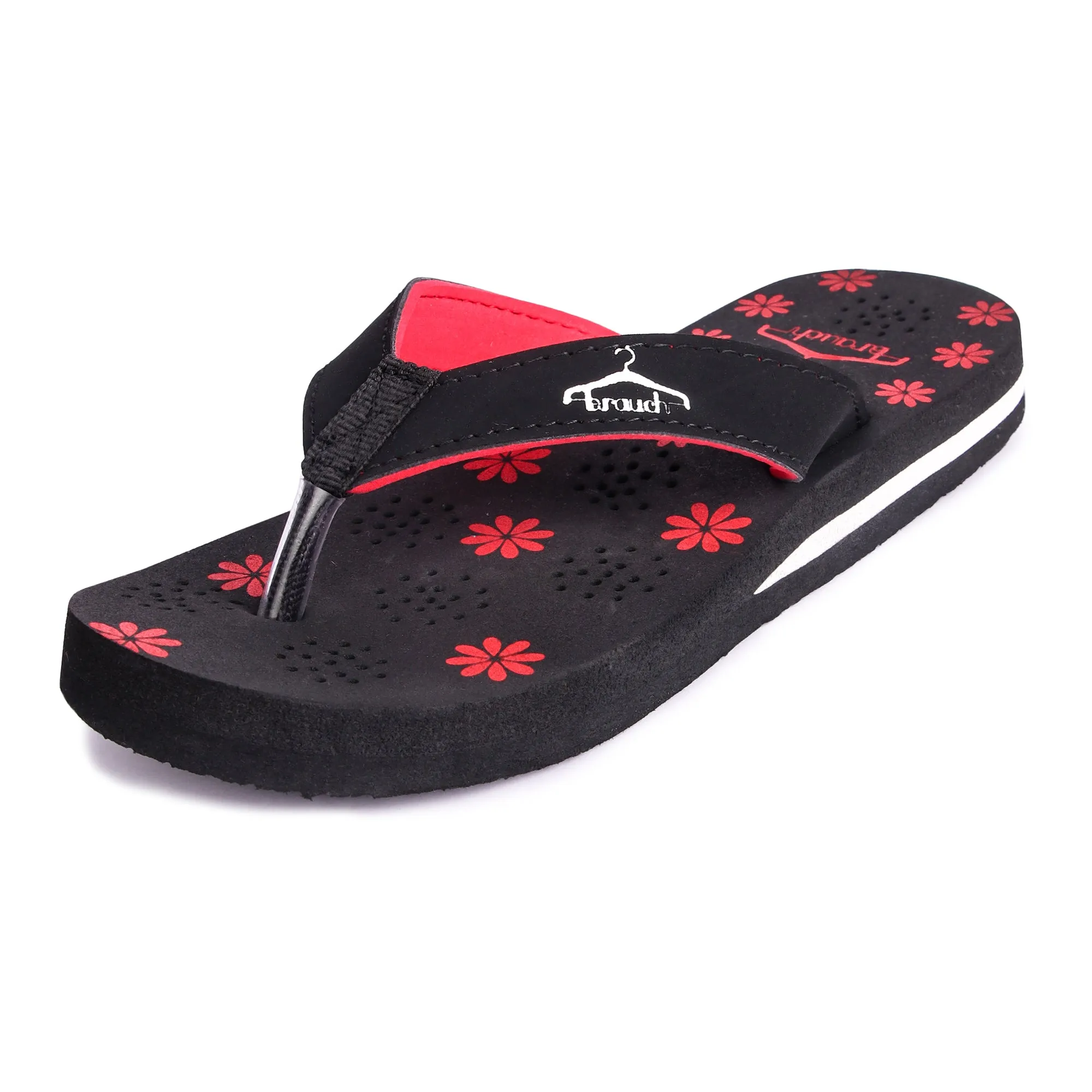 Brauch Women's Casual Red Floral Flip Flops