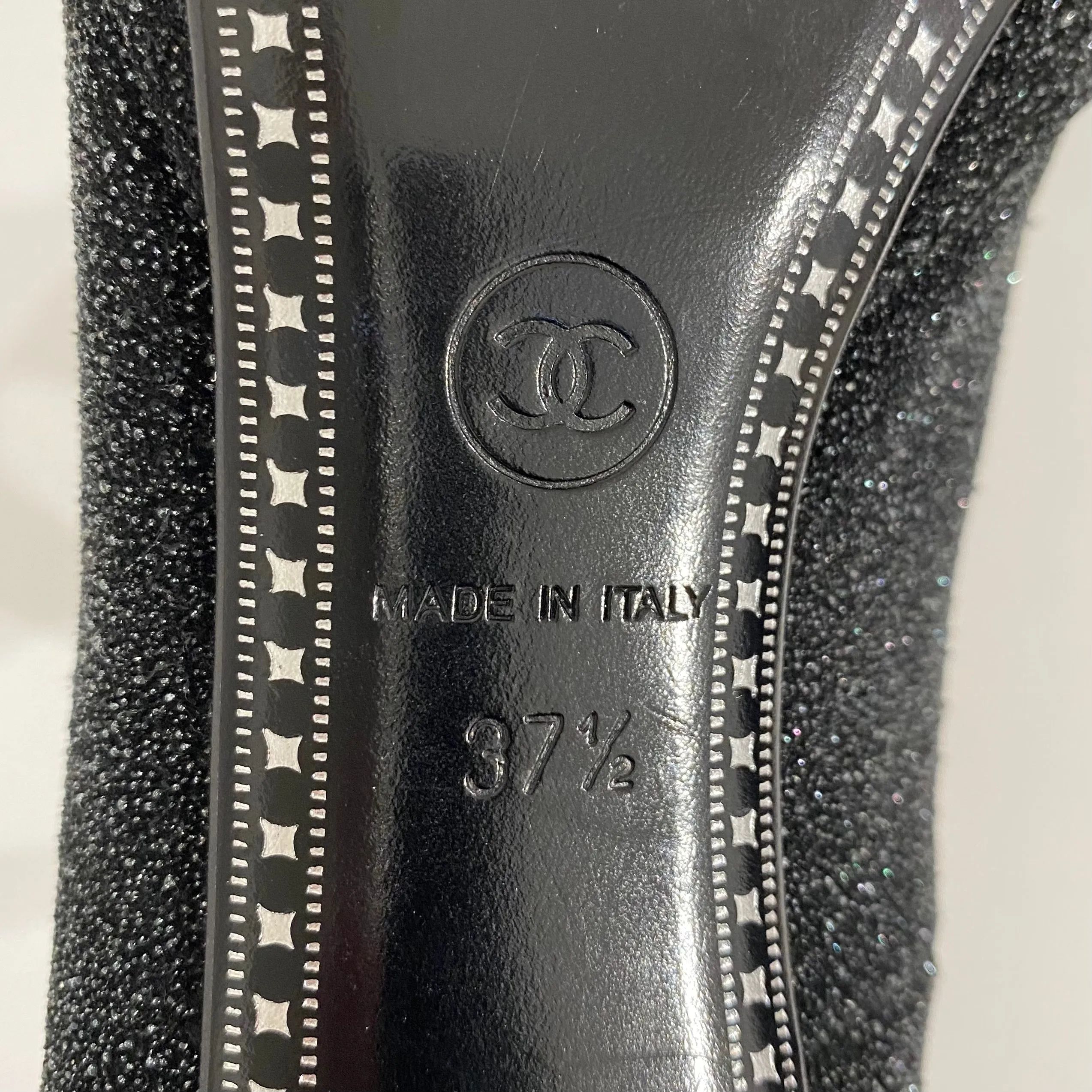 Chanel Black & Grey Glitter Pumps