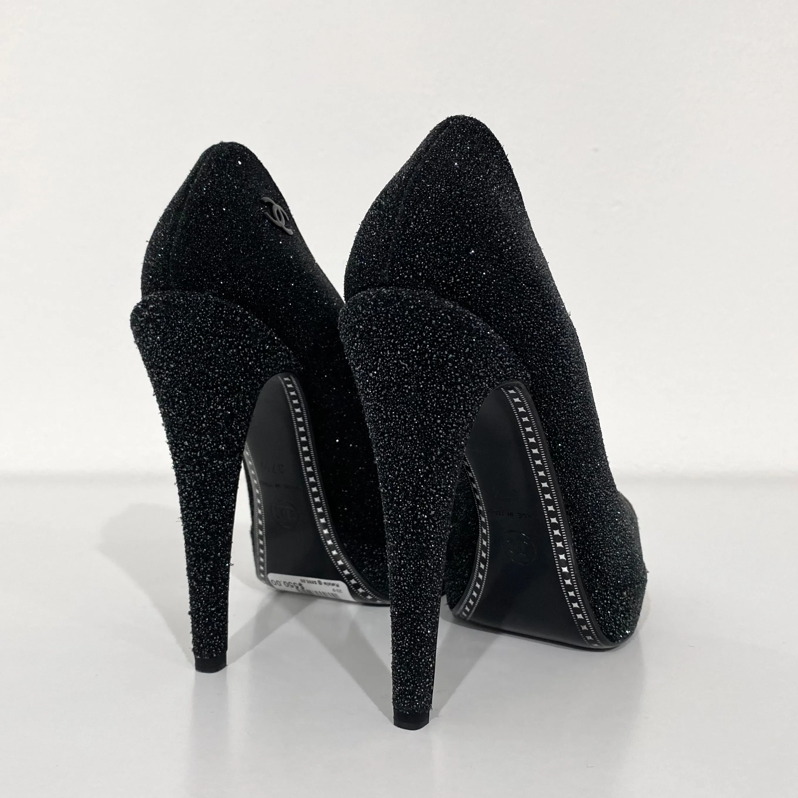 Chanel Black & Grey Glitter Pumps
