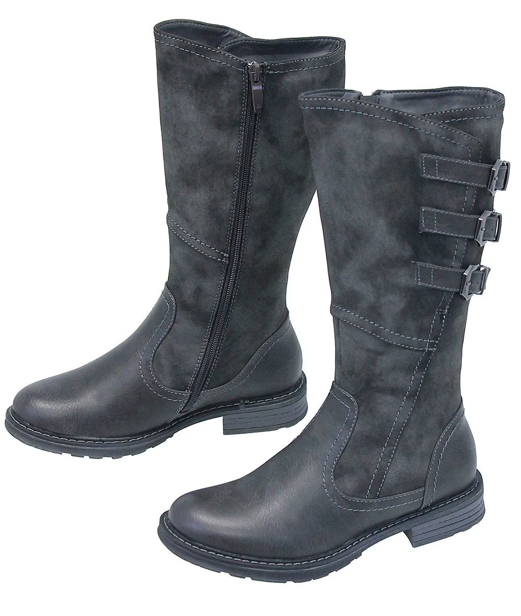 Dercetis Vintage Gray Triple Buckle Zip Boot #BLC-DERC-G ()