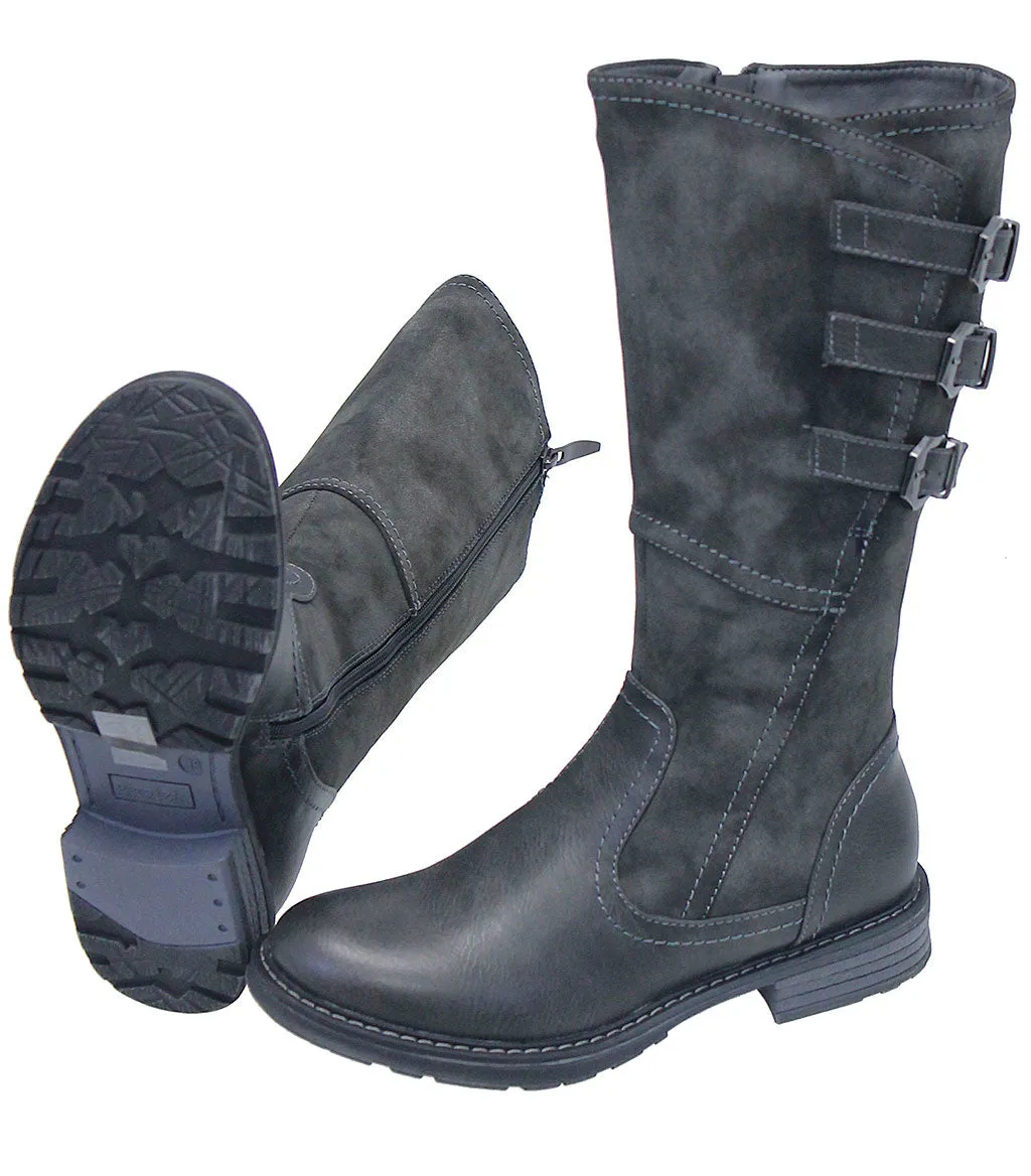 Dercetis Vintage Gray Triple Buckle Zip Boot #BLC-DERC-G ()