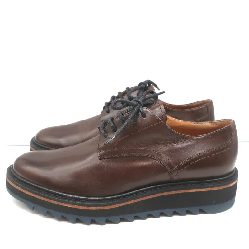 Dries Van Noten Platform Lace-Up Derby Loafers Brown Leather Size 41 NEW