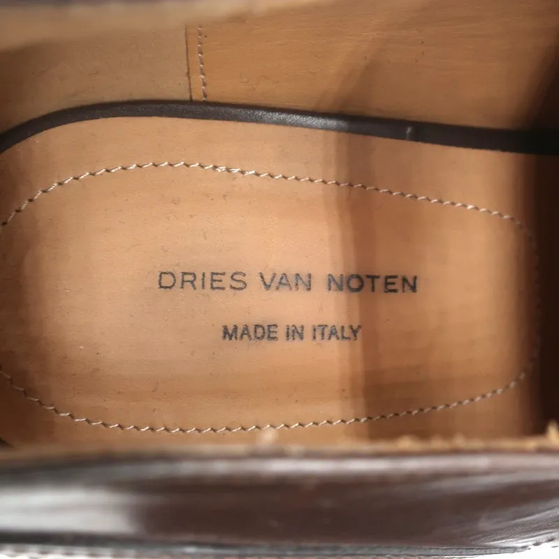 Dries Van Noten Platform Lace-Up Derby Loafers Brown Leather Size 41 NEW