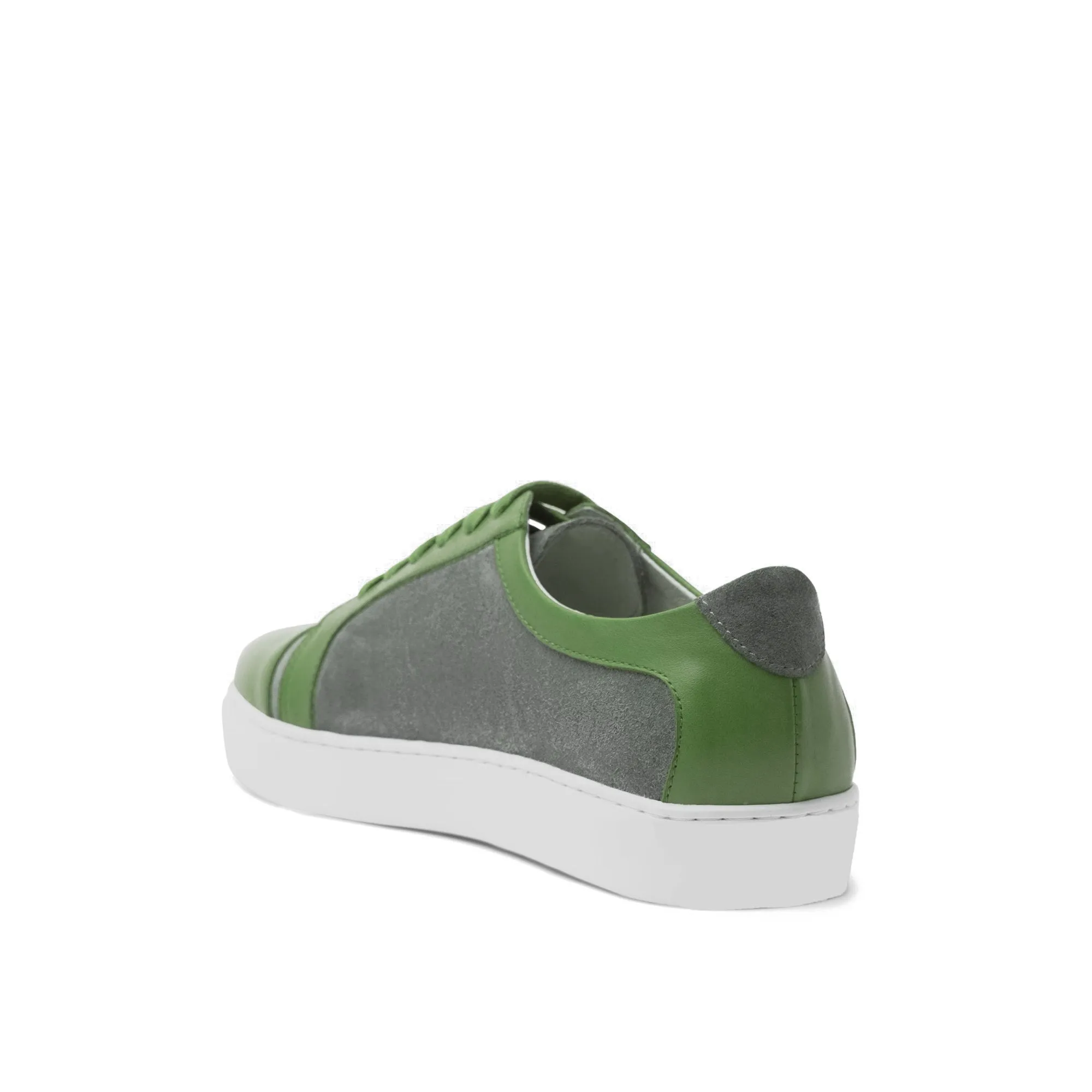 Height Increasing Green Leather and Grey Suede Angus Lace Up Sneakers