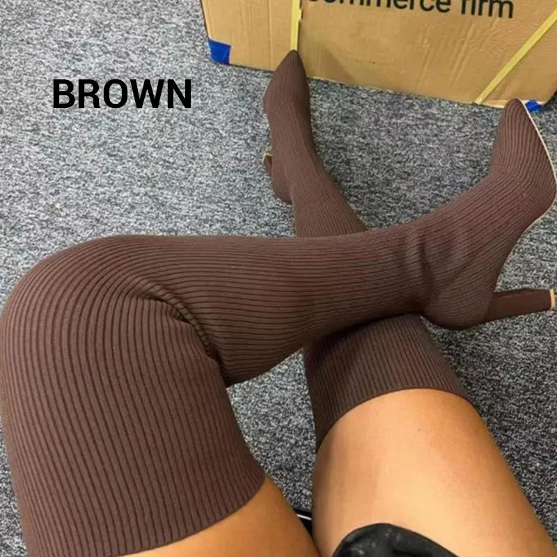 Hot SaleWomens Block Heel Pointed Toe Over-the-Knee Boots
