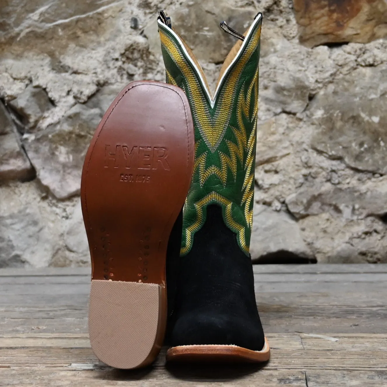 Hyer CULVER GREEN 13" Grass Green Top with Black Napped Roughout Vamp