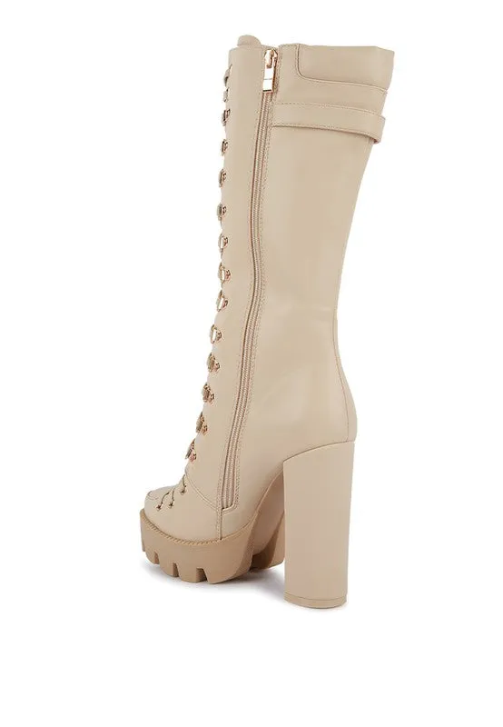 Magnolia Beige Lace Up Combat Boot