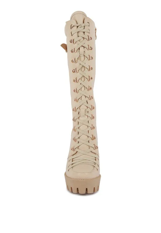 Magnolia Beige Lace Up Combat Boot