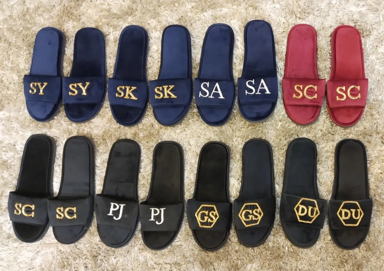 Men Customized Initials Domani Slippers (Made To Order) (Bulk Order Only)