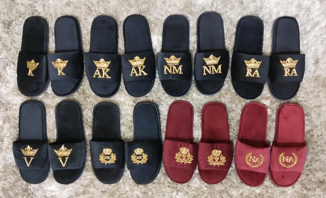 Men Customized Initials Domani Slippers (Made To Order) (Bulk Order Only)