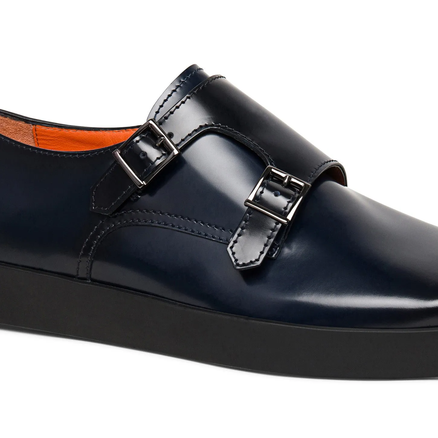 Navy Blue Leather Isadora Monk Strap Sneakers - AW24