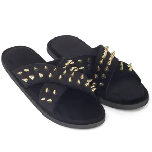 New Roman Golden Spike'd Velvet Domani Slippers Women (Limited Edition)