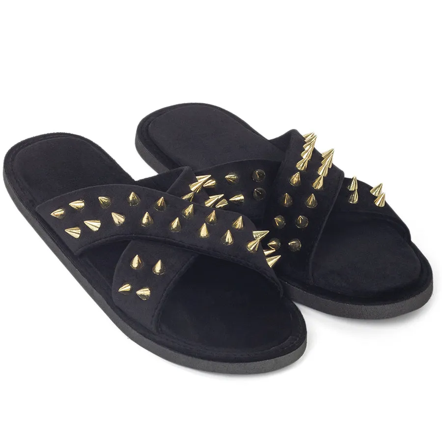 New Roman Golden Spike'd Velvet Domani Slippers Women (Limited Edition)