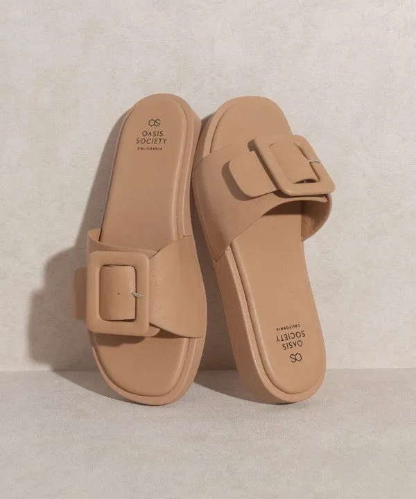 OASIS SOCIETY Daisy - Buckle Detail Flat Slide Sandals
