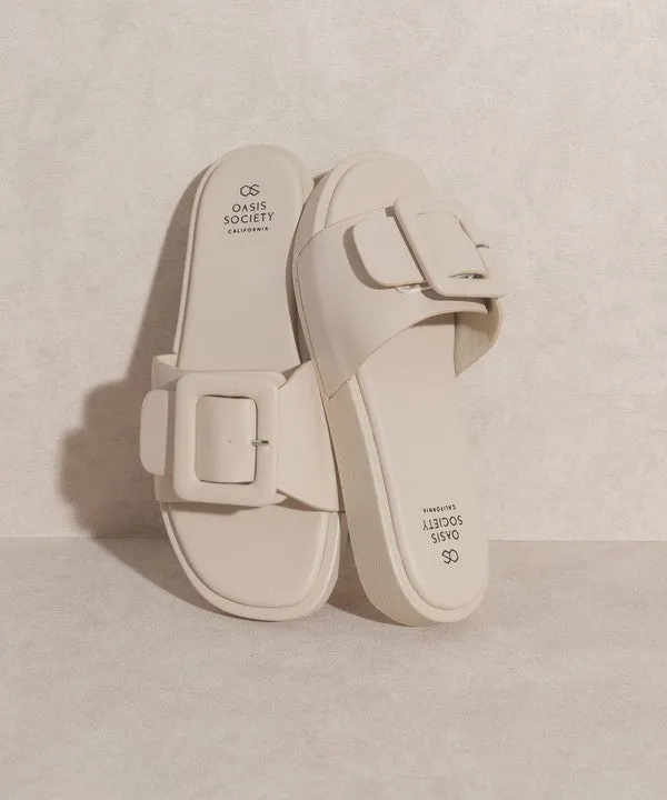 OASIS SOCIETY Daisy - Buckle Detail Flat Slide Sandals