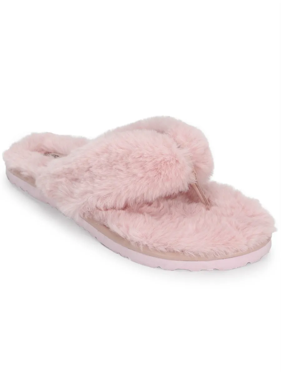 Pink Fur Flip Flops