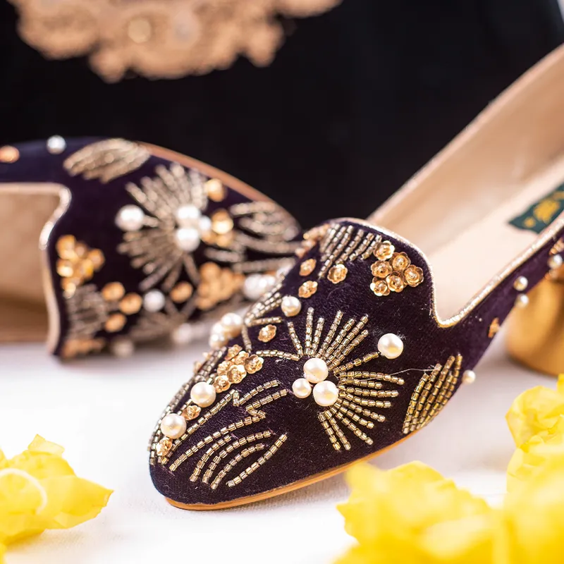 Purple Fancy Velvet Pumps