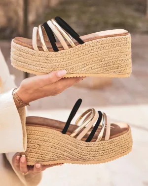Sandale femme compensée noir - Loria
